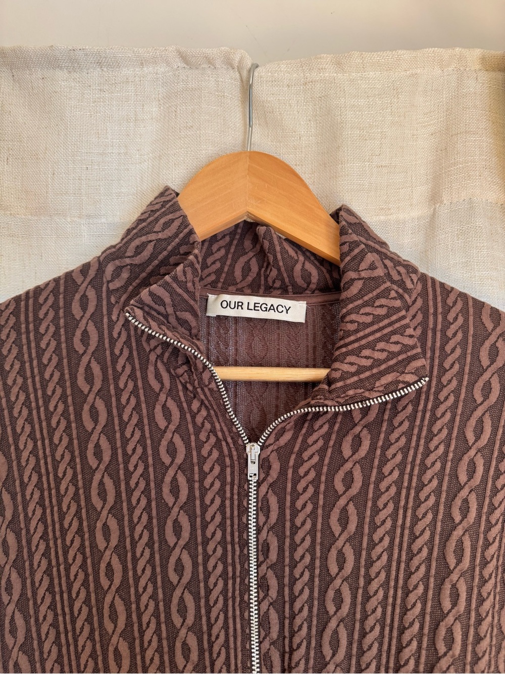Our Legacy Brown Patterned Zip-Up Knit Shirt